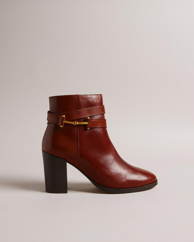 Bottines Ted Baker T Hinge Leather Marron Femme | JKN-30670173